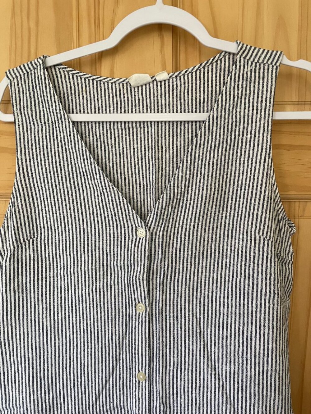 Gap Linen-Blend Sleeveless Striped Shirt Dress - Women's Sz M - Blue and White - Picture 11 of 12